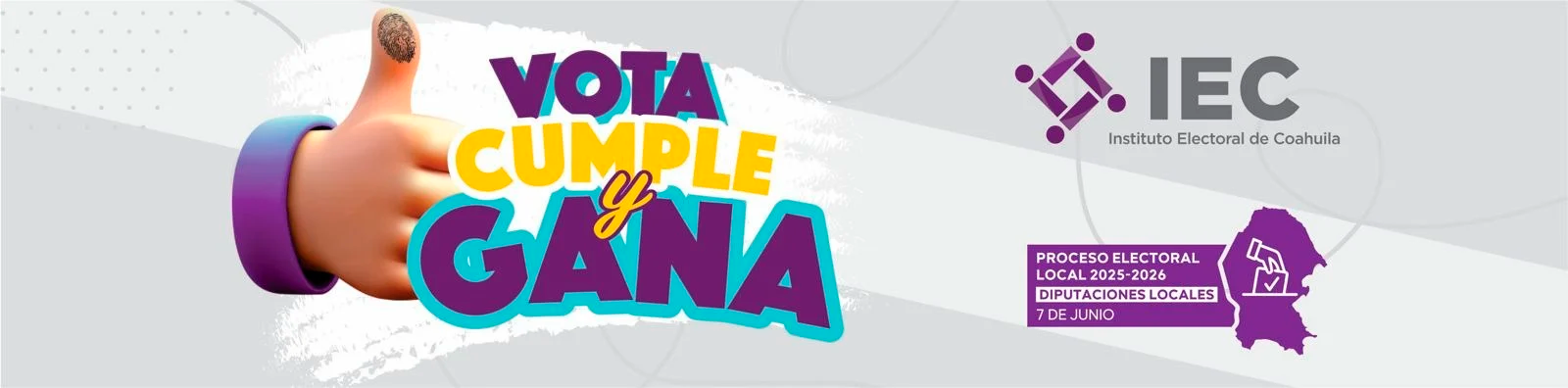 Encabezado de Vota, Cumple y Gana.